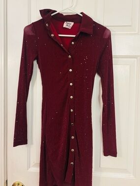 Princess Polly Red Glitter Dress